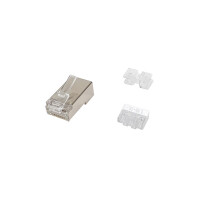 Equip Cat.6A RJ45 Geschirmter Stecker, 100 Stück pro Packung, RJ-45, Satinierter Stahl, Transparent, Männlich, Gerade, Cat6a, Gold