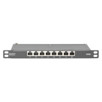 DIGITUS Cat.6A Slim Patch Panel, geschirmt, 8-Port, 0,5 HE, 10", schwarz