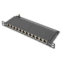 DIGITUS Cat.6A Slim Patch Panel, geschirmt, 12-Port, 0,5...