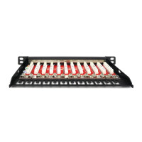 DIGITUS Cat.6A Slim Patch Panel, geschirmt, 12-Port, 0,5 HE, 10", schwarz