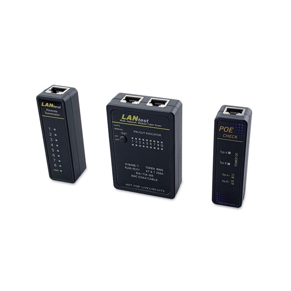 Equip Netzwerkkabeltester, RJ45, BNC, PoE, 9 V, 109 mm, 23,5 mm, 80 mm, 160 g, 190 mm