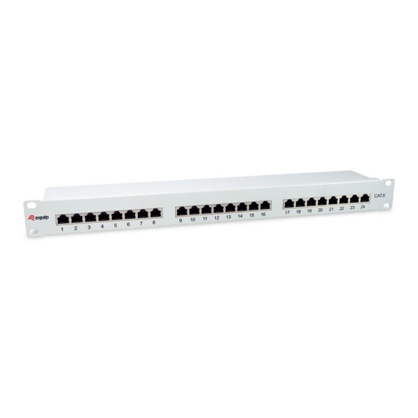 Equip 24-Ports Cat.6 Geschirmtes Patch Panel, Hellgrau, 10/100/1000Base-T(X), Schnelles Ethernet, Gigabit Ethernet, 1000 Mbit/s, RJ-45, Cat6, Grau