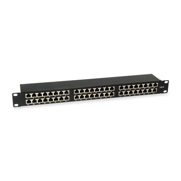 Equip 48-Port Cat.6 Geschirmtes Patch Panel, Schwarz, RJ-45, Cat6, Schwarz, Rackeinbau, 1U, RoHS