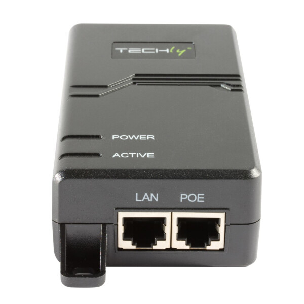 Techly I-SWHUB 3000STY, Gigabit Ethernet, 10,100,1000 Mbit/s, IEEE 802.3af, IEEE 802.3at, Schwarz, 100 m, CE, RoHS