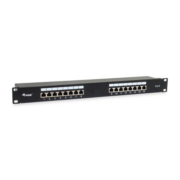 Equip Cat.6 Geschirmtes Patch Panel, Schwarz, 10/100/1000Base-T(X), Gigabit Ethernet, 1000 Mbit/s, RJ-45, Cat6, Schwarz