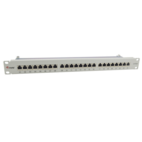 Equip 24-Port Cat.6A Geschirmtes Patch Panel, Hellgrau, 10/100/1000Base-T(X), Gigabit Ethernet, 1000 Mbit/s, RJ-45, Cat6a, Grau