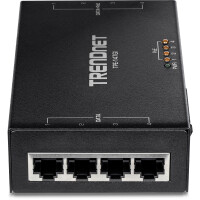 TRENDnet TPE-147GI, Gigabit Ethernet, 1000 Mbit/s, IEEE 802.3, IEEE 802.3ab, IEEE 802.3af, IEEE 802.3at, IEEE 802.3u, Schwarz, CE, FCC, 100 - 240 V