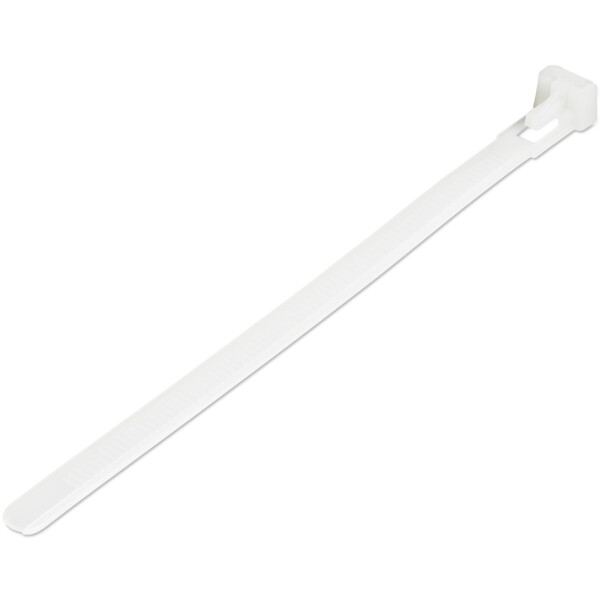 StarTech.com Kabelbinder - 152x3 mm, wiederverwendbar, lösbare Nylonbinder, 22 kg Zugfestigkeit, Innen- und Außenbereich, 94V-2/UL, weiß, 100 Stück, Lösbarer Kabelbinder, Nylon, Kunststoff, Weiß, 3,5 cm, V2, -40 - 85 °C
