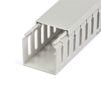 StarTech.com 2m Verdrahtungskanal 50x50mm - Kabelkanal mit 8mm Schlitze - PVC-Netzwerkkabelabdeckung - bis zu 80 Kabel - UL geprüft, Kabelrinne, Polyvinylchlorid (PVC), Grau