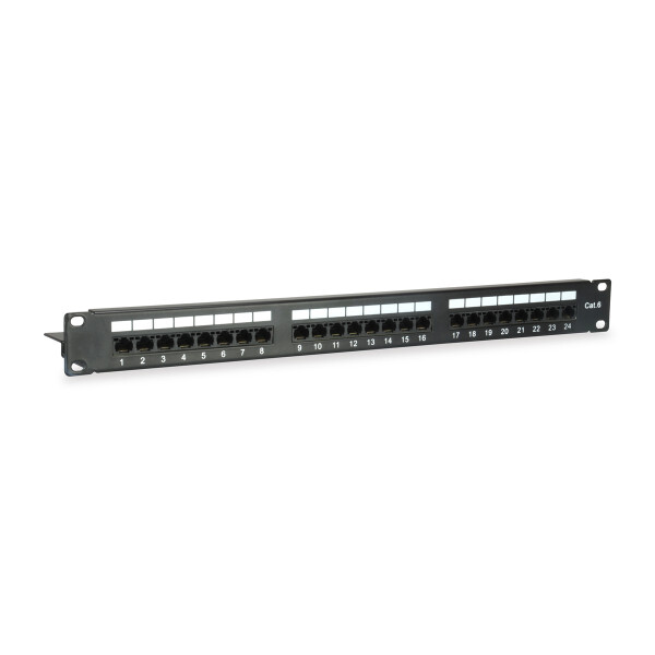 Equip 24-Port Cat.6 Ungeschirmtes Patch Panel, Schwarz, RJ-45, Schwarz, Rackeinbau, 1U, RoHS, CE