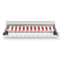 DIGITUS Desktop CAT 6A, Klasse EA Patch Panel, geschirmt, grau, IEEE 802.3af, IEEE 802.3at, RJ-45, Cat6a, 26/22, Grau, Stahl