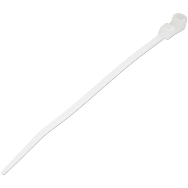 StarTech.com 10 cm Kabelbinder mit Öse - 2 mm breit, 2 mm Bündeldurchmesser, 8 kg Zugfestigkeit, Nylon 66 selbstsichernde Kabelbinder mit Schraubloch, UL gelistet, 100 Stück, Lösbarer Kabelbinder, Nylon, Kunststoff, Weiß, 2,5 cm, V2, -40 - 85 °C