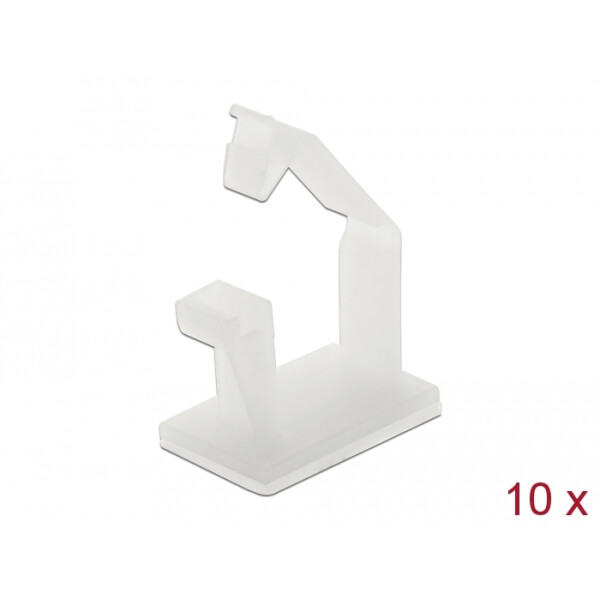 Delock Kabelhalter mit Verschlussclip selbstklebend natur 10 Stück, Kabelhalter, Flur, Nylon, Weiß