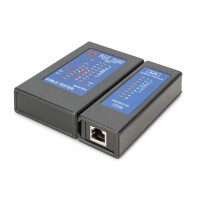 DIGITUS Kabeltester, Netzwerk, RJ45, Einseitiger Tester, PoE-Tester, RJ-45, Kontinuitätsprüfung, Querverbindungsprüfung, PoE testing, Abschirmungsprüfung, Kurzschlussprüfung, Schwarz, 120 mm, 190 mm