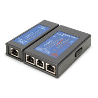 DIGITUS Kabeltester, Netzwerk, RJ45, Einseitiger Tester, PoE-Tester, RJ-45, Kontinuitätsprüfung, Querverbindungsprüfung, PoE testing, Abschirmungsprüfung, Kurzschlussprüfung, Schwarz, 120 mm, 190 mm