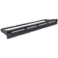 Intellinet 24-Port Patchpanel, unbestückt, 19", 1 HE, schwarz, Schwarz, Metall, Rackeinbau, 1U, RoHS, -40 - 80 °C