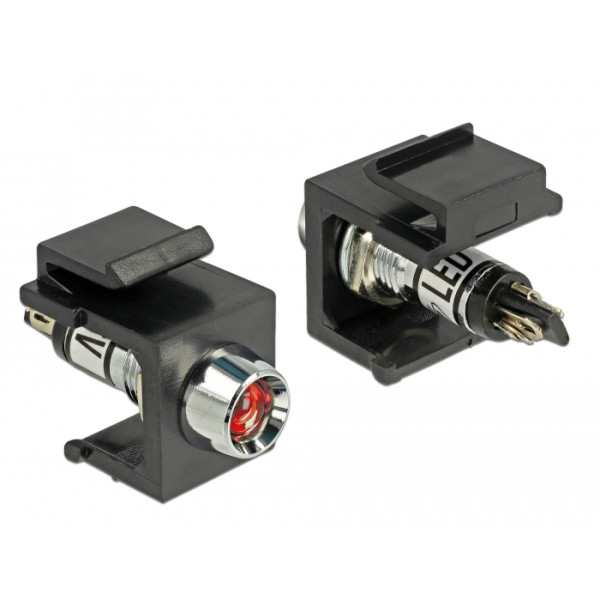 Delock 86459, Keystone LED, Schwarz, Rot, Edelstahl, 6 DC, 3 A, 16,3 mm, 29 mm