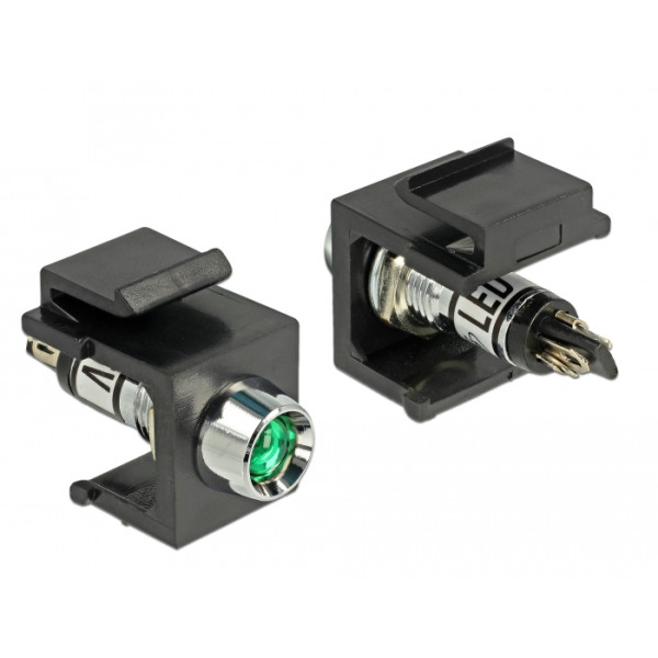 Delock 86456, Keystone LED, Schwarz, Grün, Edelstahl, 6 DC, 3 A, 16,3 mm, 29 mm