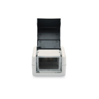 DIGITUS Datenanschlussdose für Keystone Module, IP44, Aufputz mit Klappdeckel, RJ-45, 2 Modul(e), Schwarz, Grau, Acrylnitril-Butadien-Styrol (ABS), IP44, -20 - 70 °C