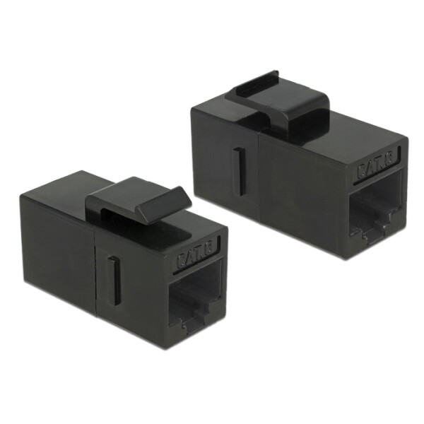 Delock 86381, Abgewinkelt, Schwarz, RJ-45, RJ-45, Weiblich, Weiblich