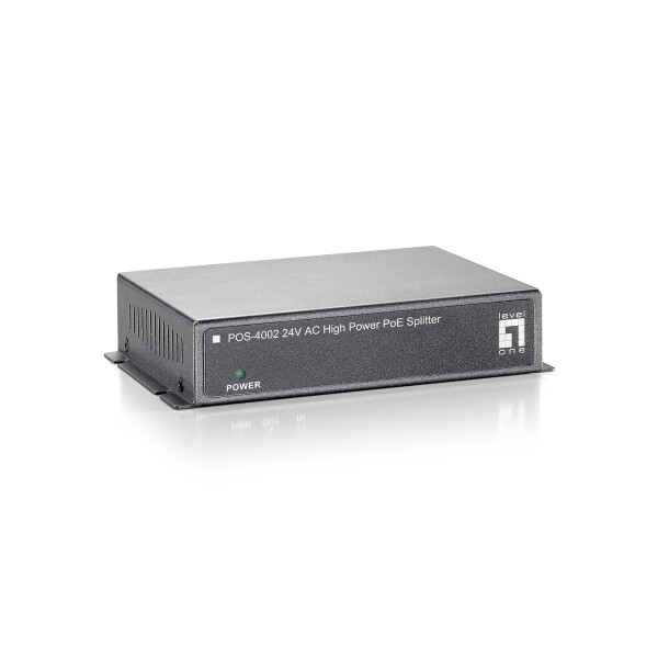 LevelOne 24V AC High-Power PoE Splitter, IEEE 802.3x, 10/100Base-T, Cat5, Schwarz, Voll, Halb, Leistung