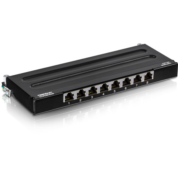 TRENDnet TC-P08C6AS, 10 Gigabit Ethernet, RJ-45, Gold, Cat5e, Cat6, Cat6a, 22/26, Schwarz