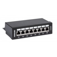 Intellinet 8-Port Cat6a Patchpanel, geschirmt, Desktop, FTP, Klemmleisten mit 90 Grad abgewinkelten Kabeleinführungen, schwarz, IEEE 802.3, IEEE 802.3ab, IEEE 802.3u, 10/100/1000Base-T(X), Gigabit Ethernet, 1000 Mbit/s, Gold, Cat6a