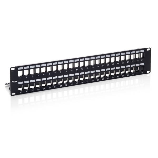 Equip 48-Port Keystone Cat.6 Geschirmtes Patch Panel, Schwarz, Cat6, Schwarz, SPCC, Rackeinbau, 2U, RoHS