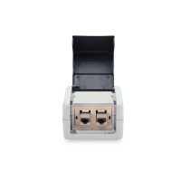 DIGITUS Datenanschlussdosen-Set mit Klappdeckel inkl. Einsatz für 2 x Keystone Module, IP44, 86 mm, 58 mm, 75 mm, Deutschland