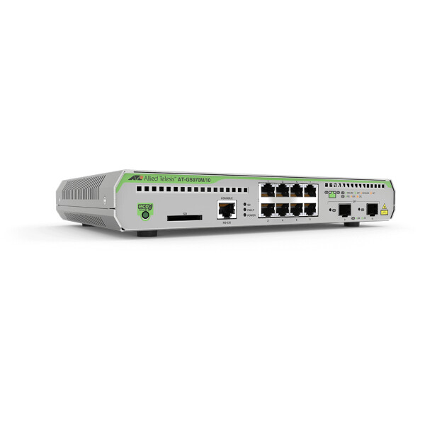 Allied Telesis AT-GS970M/10PS-50, Managed, L3, Gigabit Ethernet (10/100/1000), Power over Ethernet (PoE), Rack-Einbau, 1U
