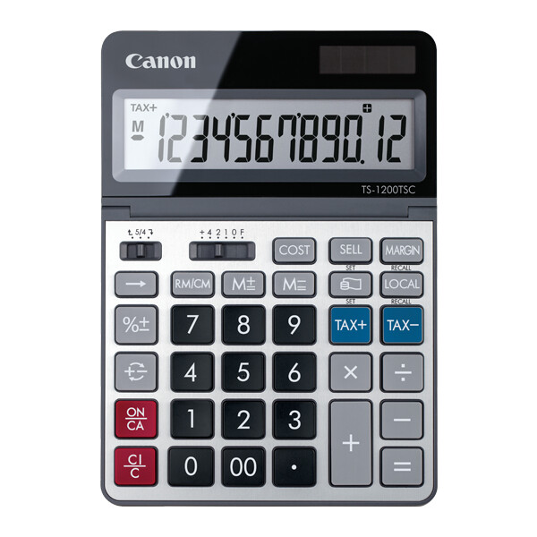 Canon TS-1200TSC, Desktop, Einfacher Taschenrechner, 12 Ziffern, Display klappbar, Akku, Metallisch