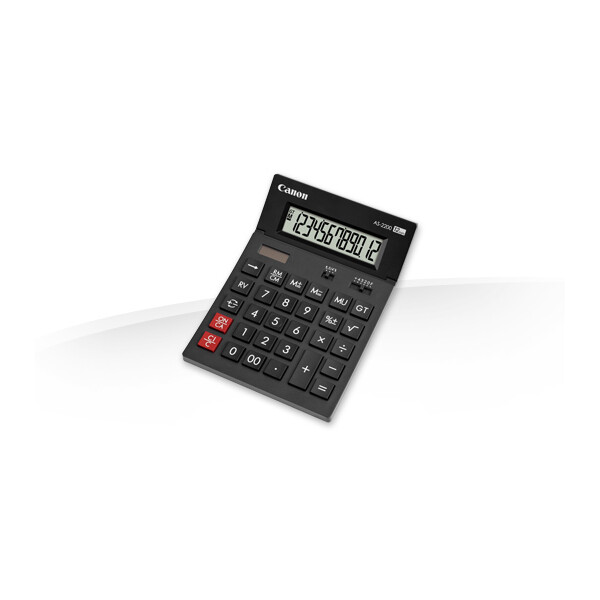 Canon AS-2200, Desktop, Display-Rechner, 12 Ziffern, Display klappbar, Akku, Schwarz