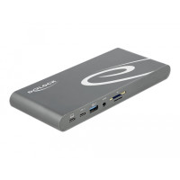 Delock USB Type-C DP 1.4 Dockingstation Triple 4K Display - HDMI / DisplayPort / USB / LAN / SD / PD 3.0, Kabelgebunden, Thunderbolt 3, 3,5 mm, 10,100 Mbit/s, Grau, MicroSD (TransFlash), SD