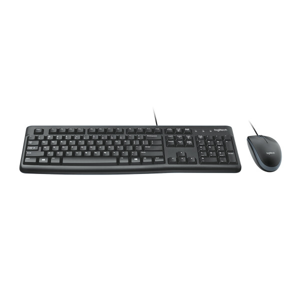 Logitech MK120, Kabelgebunden, USB, QWERTZ, Schwarz, Maus enthalten