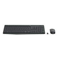 Logitech MK235, Volle Größe (100%), Kabellos, USB, QWERTZ, Grau, Maus enthalten