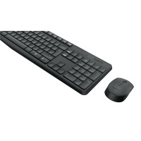 Logitech MK235, Volle Größe (100%), Kabellos, USB, QWERTZ, Grau, Maus enthalten