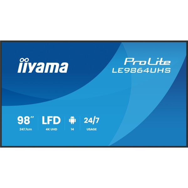 Iiyama LE9864UHS-B1AG, Digital Signage Flachbildschirm, 2,49 m (98"), 3840 x 2160 Pixel, WLAN, 24/7