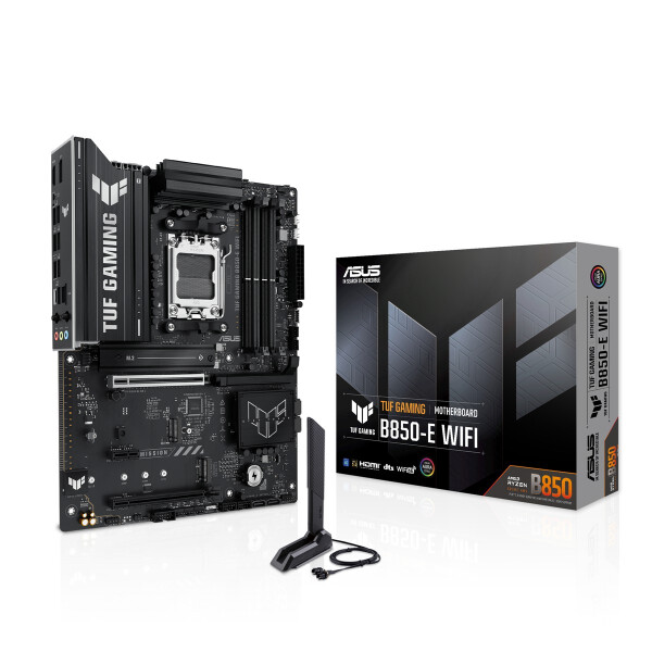 ASUS TUF GAMING B850-E WIFI, AMD, Sockel AM5, AMD Ryzen 7000 Series, AMD Ryzen 8000 Series, AMD Ryzen 9000 Series, DDR5-SDRAM, 256 GB, DIMM