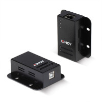 Lindy 42680, Netzwerksender & -empfänger, 50 m, 480 Mbit/s, Cat5, Cat5e, Cat6, NS1021, Schwarz