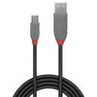 Lindy 36720, 0,2 m, USB A, Mini-USB B, USB 2.0, 0,48 Gbit/s, Schwarz