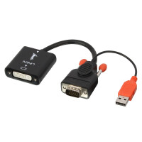 Lindy 38184, 0,2 m, DVI-D, VGA (D-Sub) + USB, Weiblich, Männlich, Nickel