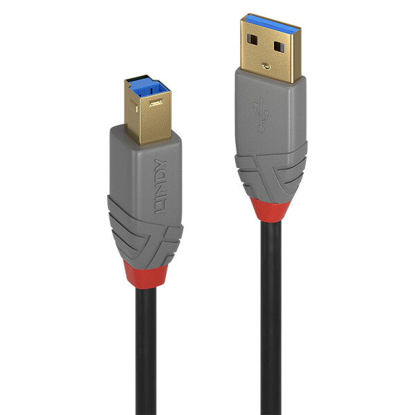 Lindy 36741, 1 m, USB A, USB B, USB 3.2 Gen 1 (3.1 Gen 1), 5 Gbit/s, Schwarz