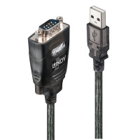 Lindy 42686, Schwarz, 1,1 m, USB Typ-A, DB-9, Männlich, Männlich