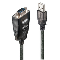 Lindy 42686, Schwarz, 1,1 m, USB Typ-A, DB-9, Männlich, Männlich