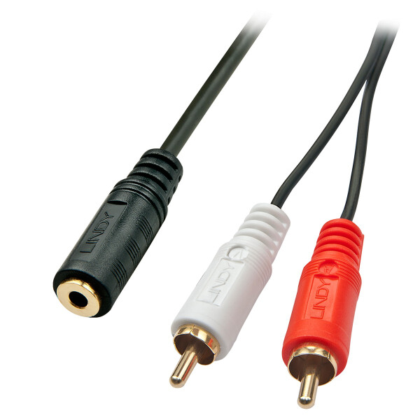 Lindy 35677, 2 x RCA, Männlich, 3.5mm, Weiblich, 0,25 m, Schwarz, Rot, Weiß