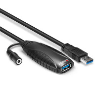 Lindy 43156, 10 m, USB A, USB A, USB 3.2 Gen 1 (3.1 Gen 1), 5 Gbit/s, Schwarz