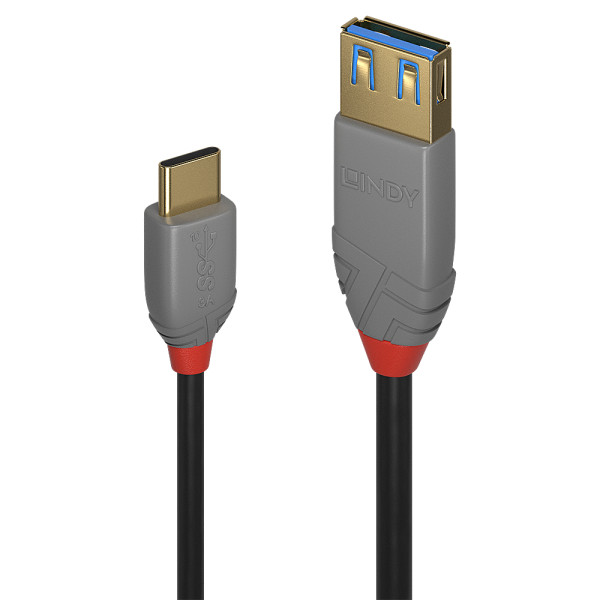 Lindy 36895, 0,15 m, USB C, USB A, USB 3.2 Gen 2 (3.1 Gen 2), 10 Gbit/s, Schwarz