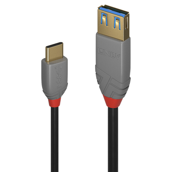 Lindy 36895, 0,15 m, USB C, USB A, USB 3.2 Gen 2 (3.1 Gen 2), 10 Gbit/s, Schwarz