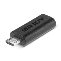 Lindy 41903, USB Type C, USB Type Micro-B, Schwarz