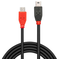 Lindy 31717, 0,5 m, Mini-USB B, Micro-USB B, USB 2.0, 0,48 Gbit/s, Schwarz, Rot